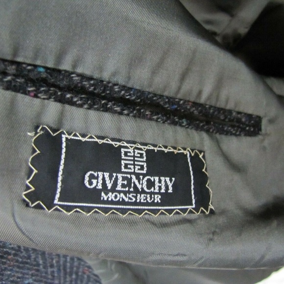80s GIVENCHY 40R Charcoal Gray Flecked Wool Blazer - Picture 5 of 8